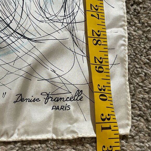 Denise Francelle Vintage Elegant Cat Print Silk Scarf - Picture 4 of 5